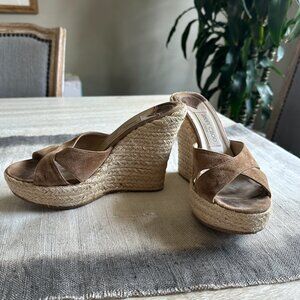 Jimmy Choo Suede Platform Espadrille Wedge Sandals